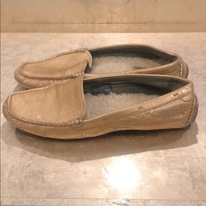 Gold Ugg shearling slipper - diving shoe style